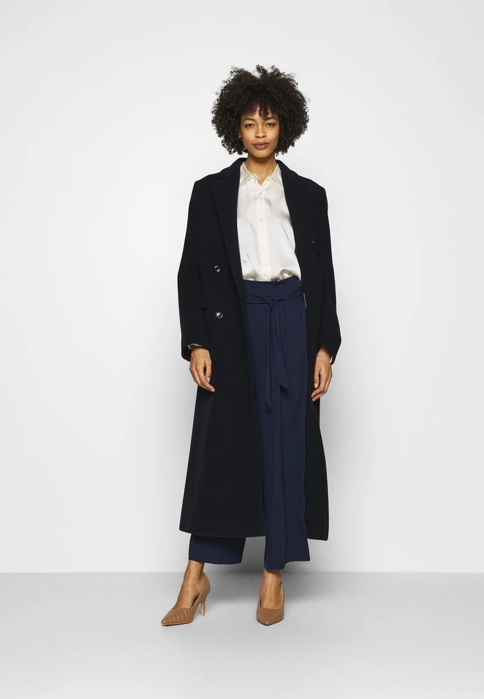 Pantalons ANNA FIELD Anna Field Wide Cropped Leg Trousers With Belt Bleu Marine Femme | SUI-0680537